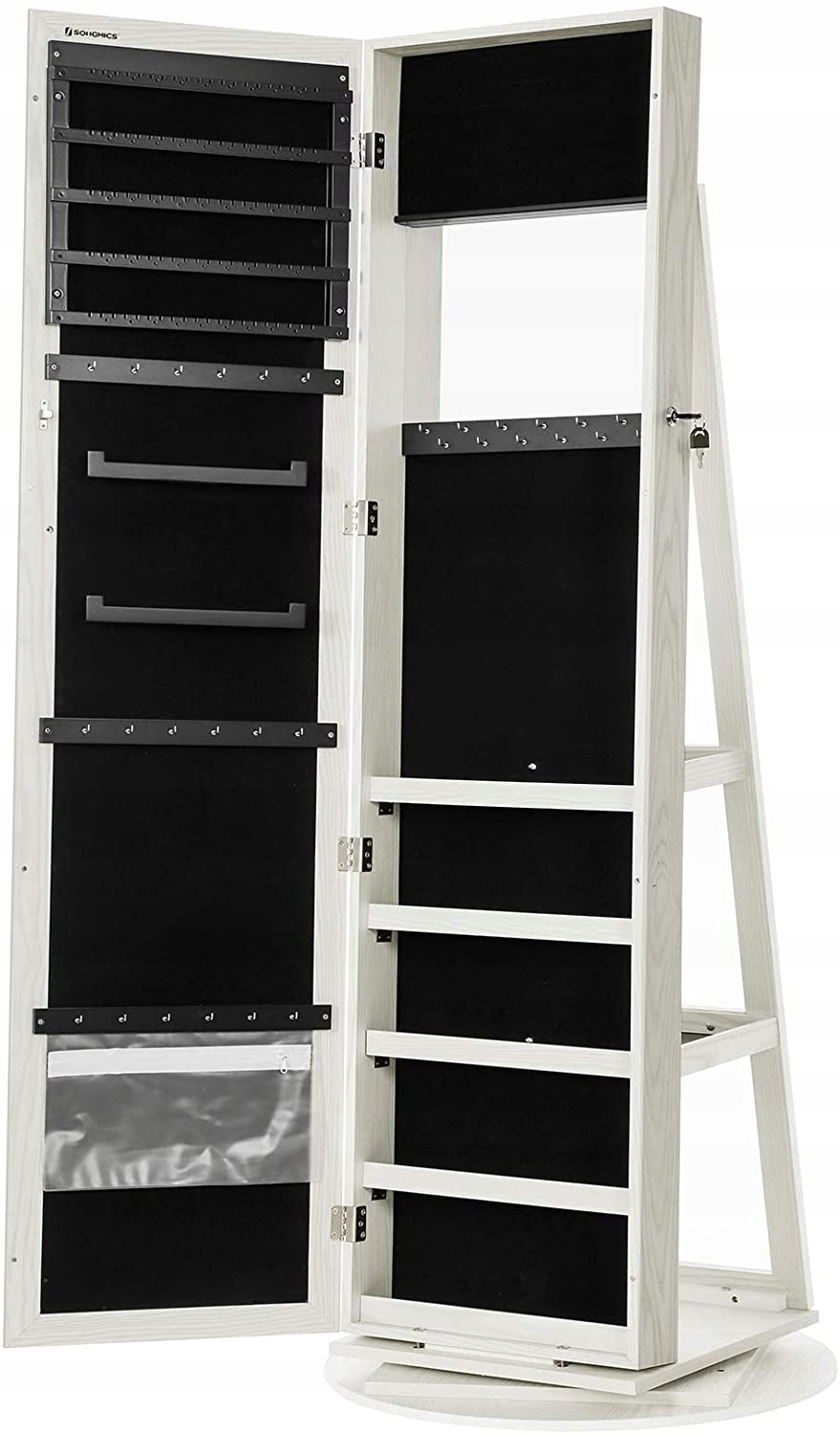 Zrkadlo so šperkovnicou Pure svetlo šedé