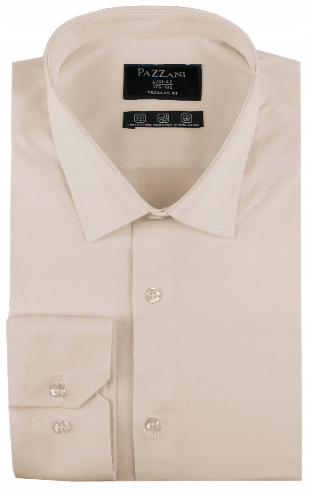 Jednobarevná bavlněná košile s rovným střihem béžová 40/176-182