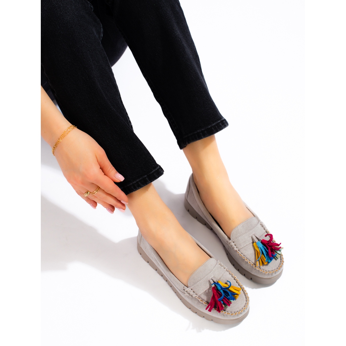 Zamszowe mokasyny z frędzlami Potocki r.36 Marka W. POTOCKI