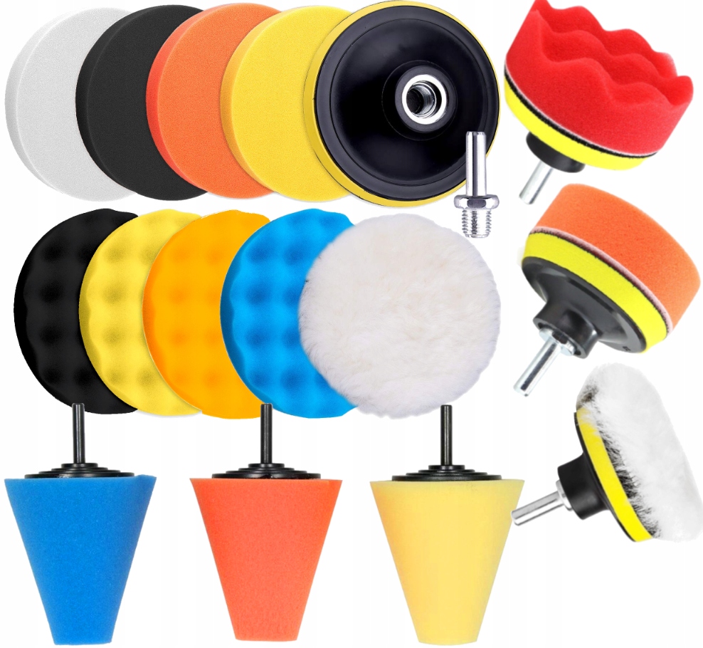 Zestaw Gąbek Gąbki Pady Polerskie Do Polerowania Lakieru Stożki Do Felg