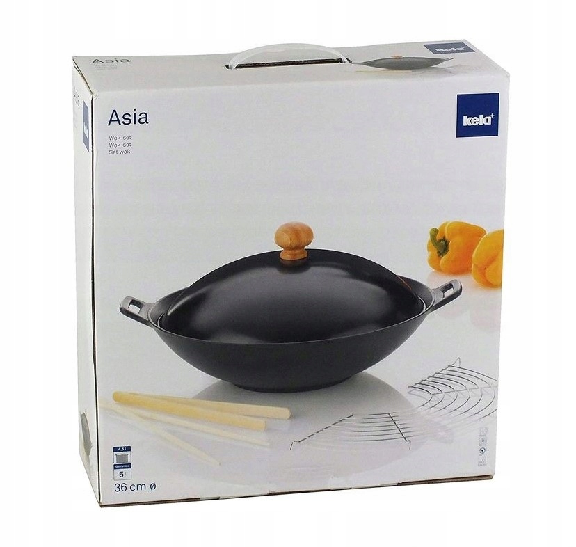 Wok Kela Classic litinový 36 cm, sada Asia 5ks