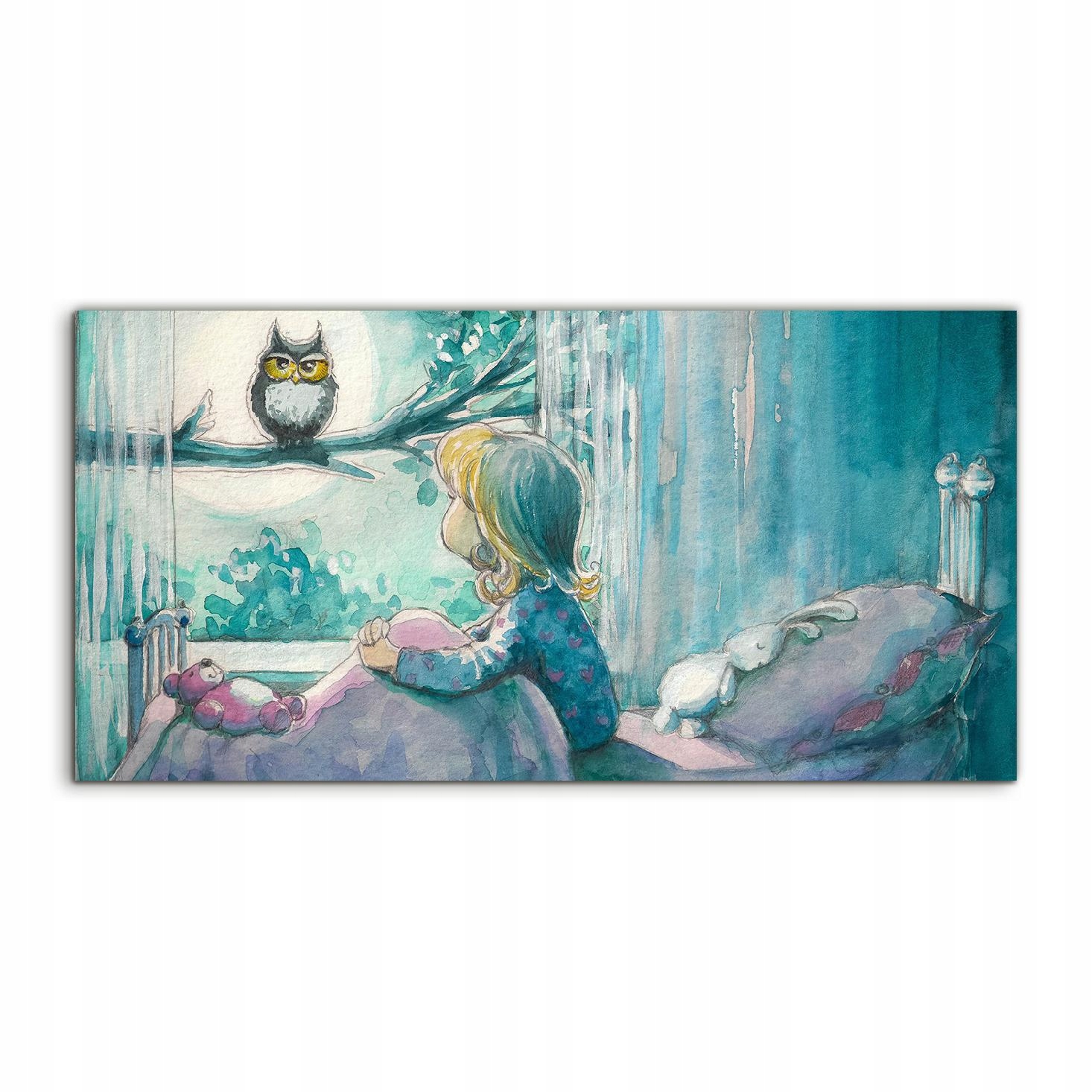 

Obraz 140x70 na prezent Akwarele Sowa Dziewczyna