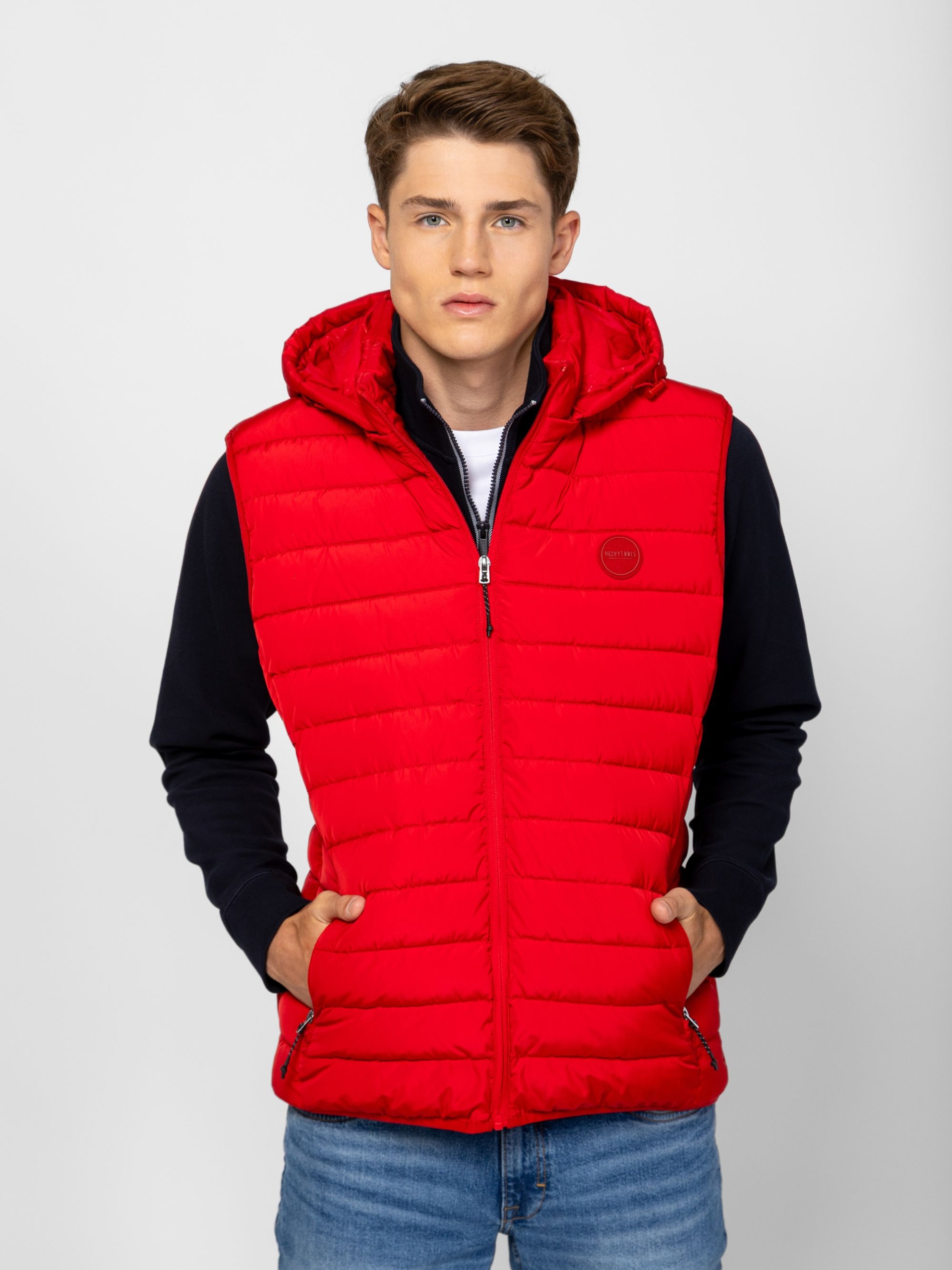 Heavy Tools Pánská Prošívaná Vesta Bez Rukávů WANTIW25 Tomato Červená L