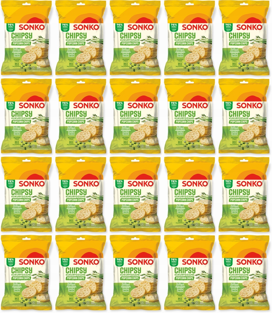 Sonko Chipsy Kukurydziane Zielona Cebulka 60g x20