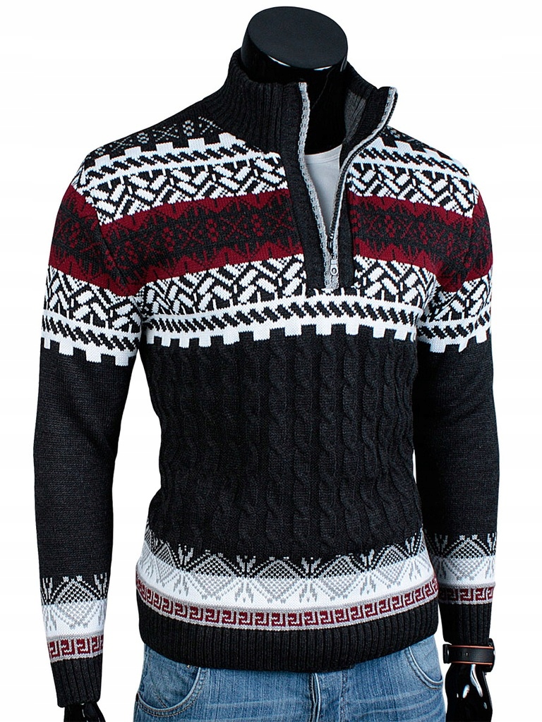 SWETER Wzór NORWESKI N67 Antracyt___L___POLSKA