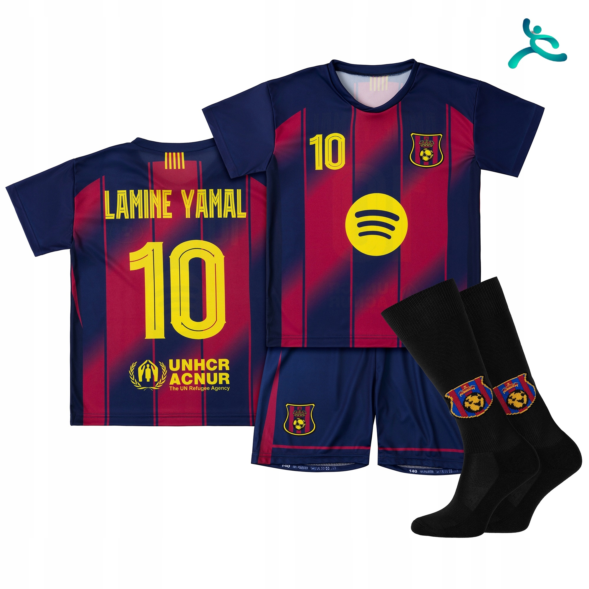 Strój komplet piłkarski getry Lamine Yamal rozm. 98