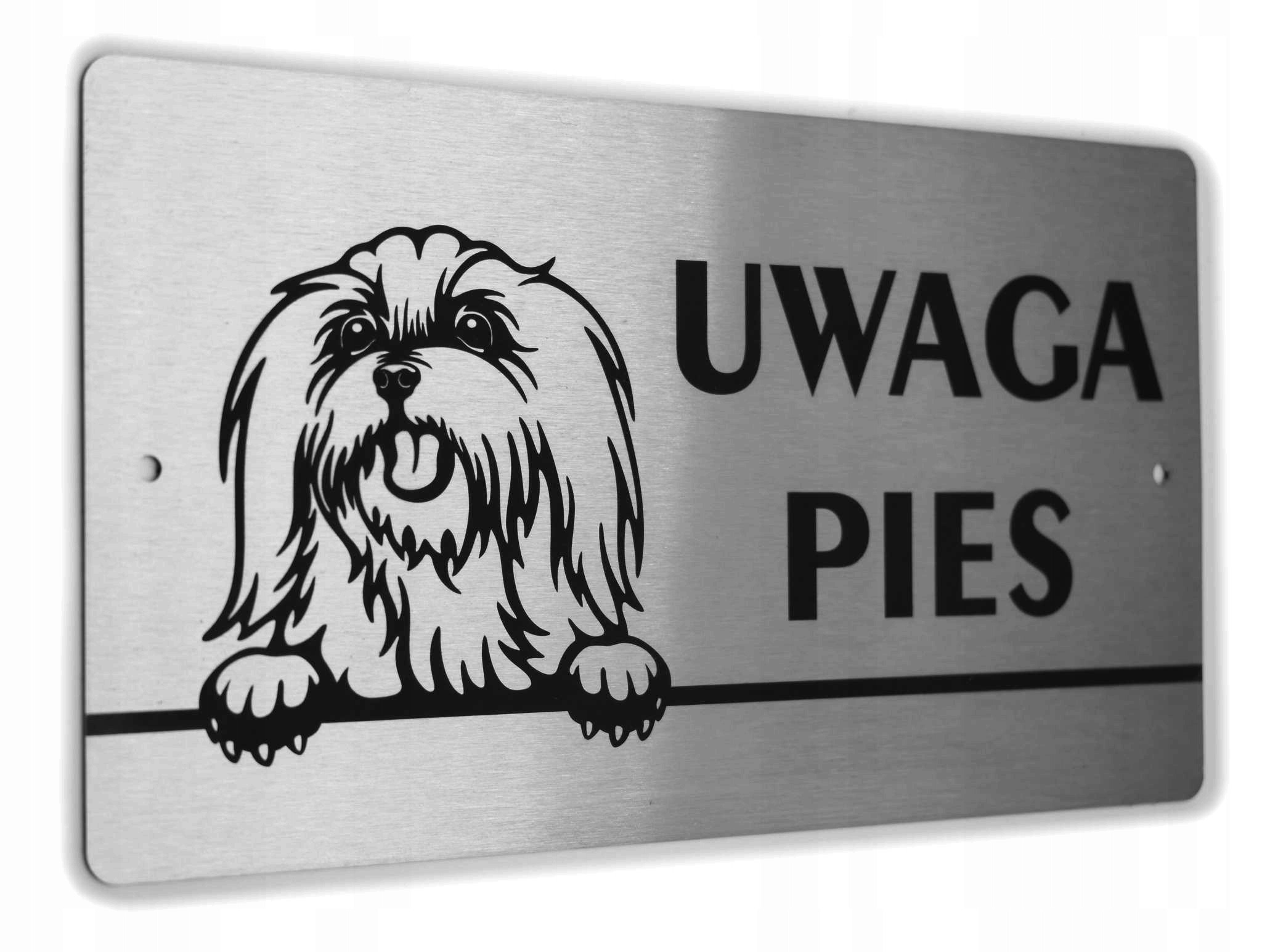 Tabliczka INOX - UWAGA PIES - Maltańczyk