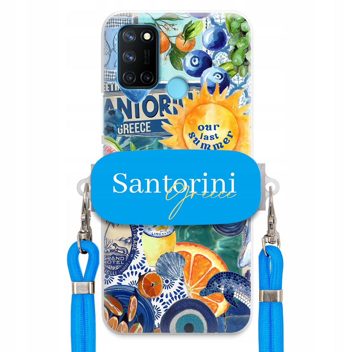 Puzdro pre Realme 7i RMX2103 Modré Crossbody vodítko držiak Santorini Sea