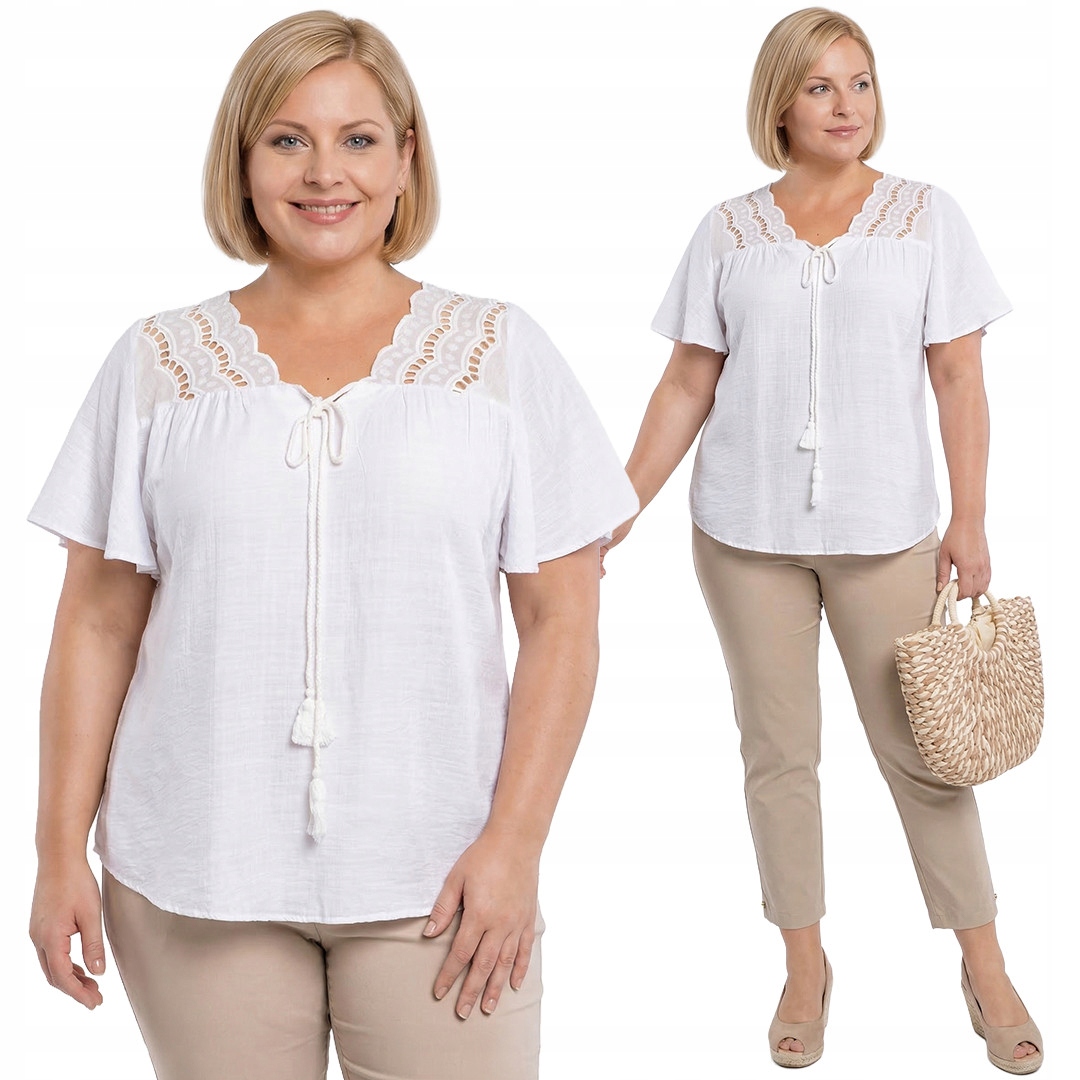 Bílá halenka se zavazováním plus size velikost 58