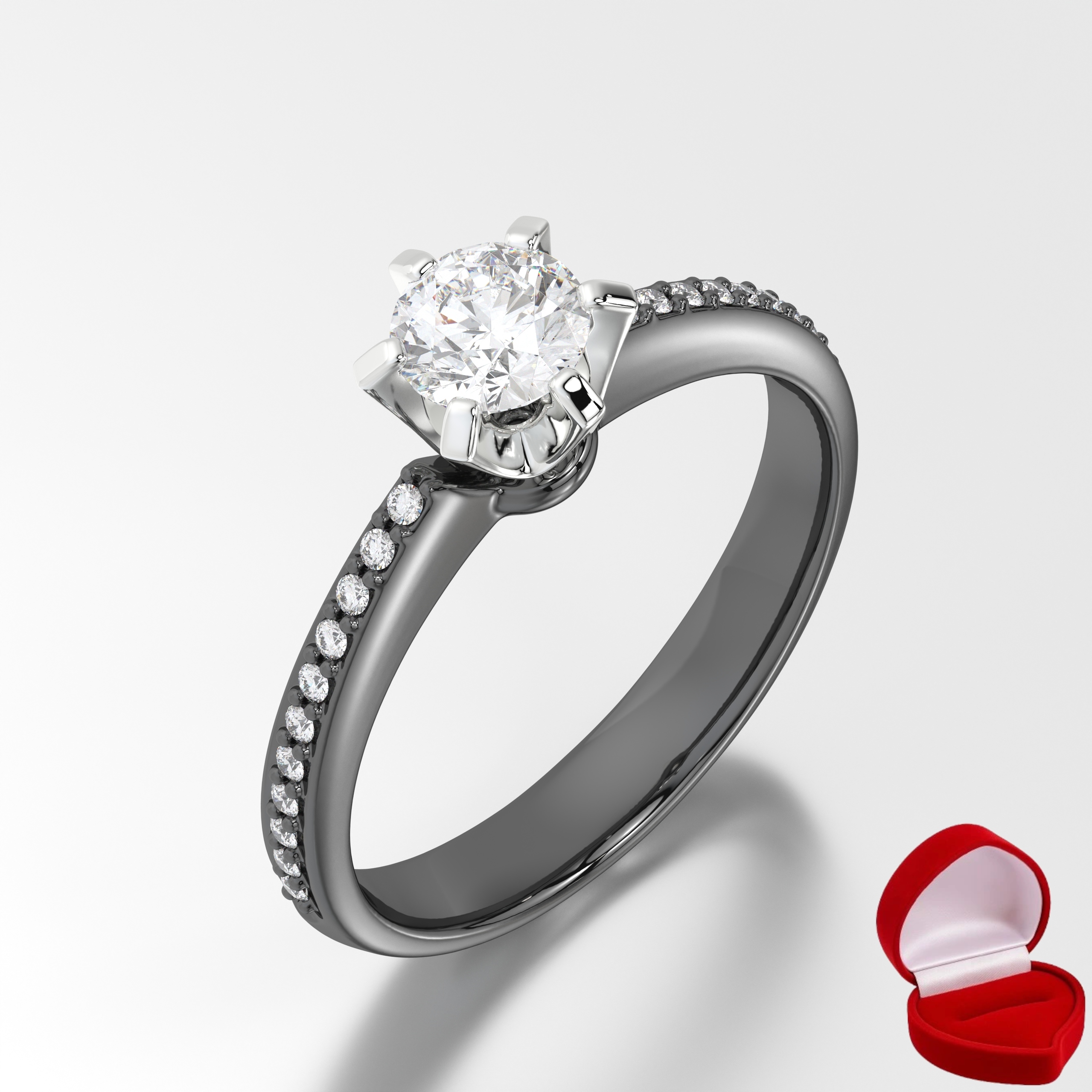 Zlatý Prstýnek 585 14k Brylant 0,30 ct Černé Zlato R28