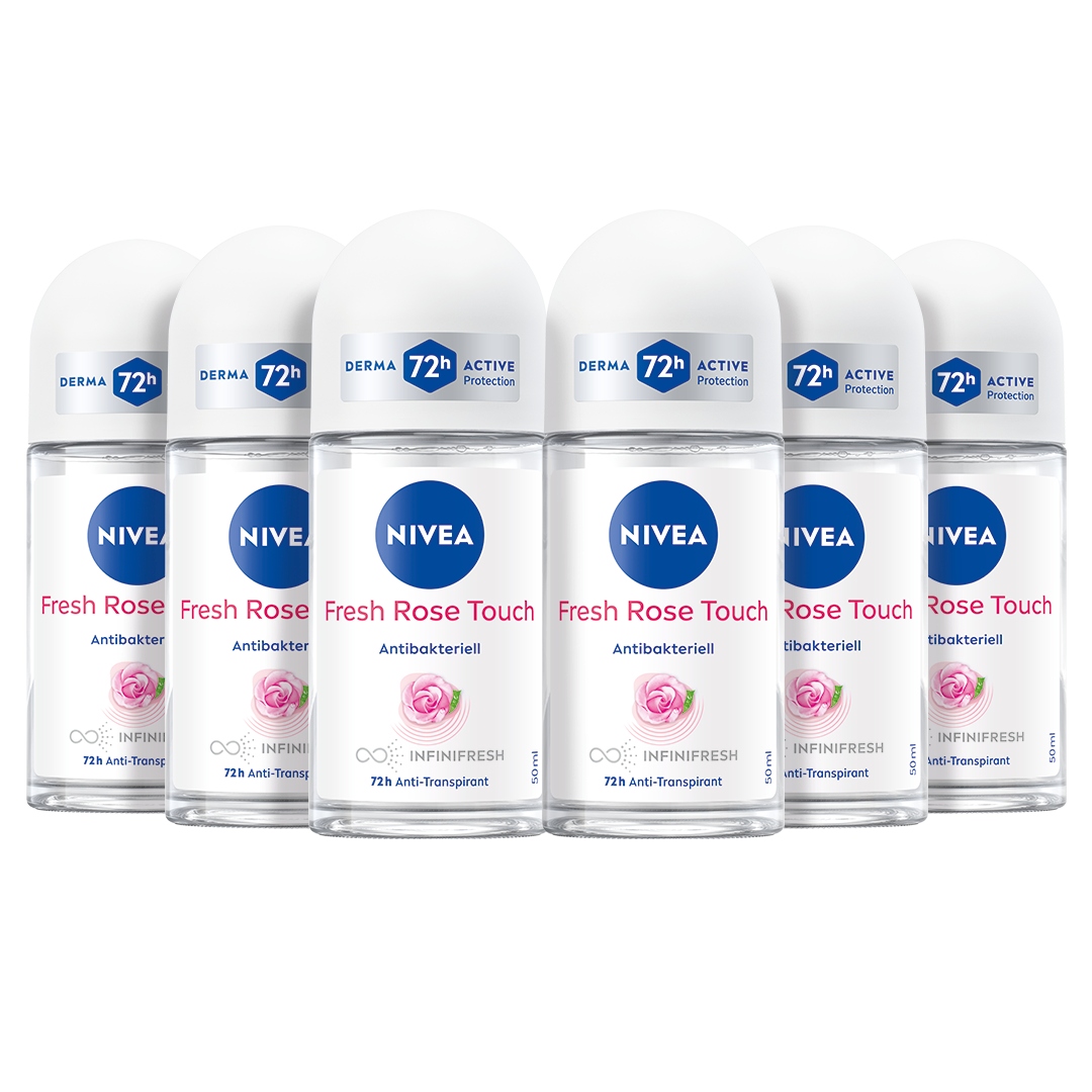 Nivea Rose Touch Dámský kuličkový antiperspirant 48H, sada 50 ml x 6 Ks