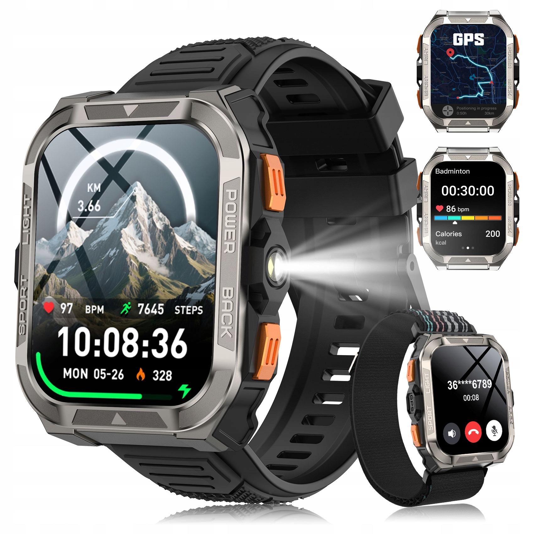 Smartwatch Męski Z Gps, Pomiar Ciśnienia, Wodoszczelny, Menu Pl, Połączenia