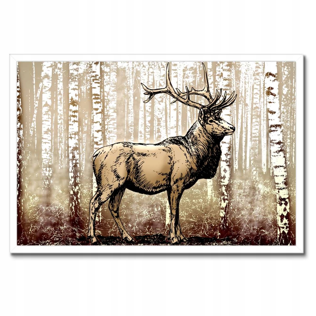 Plakáty v rámu 60x40 Jelen v lese břízy
