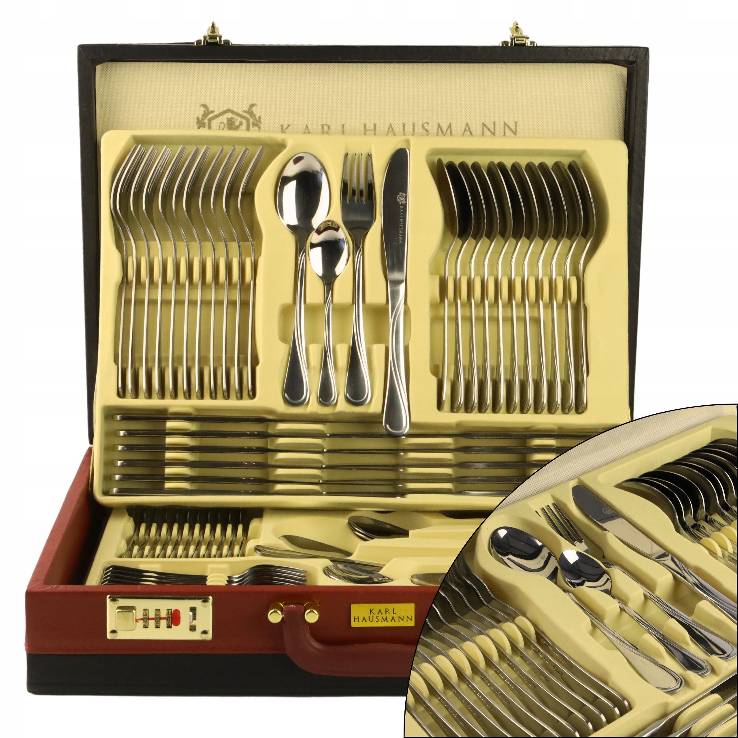 Kompletní Sada Příborů 72 ks Příborů Kufr 12 os z nerezové oceli 18/0