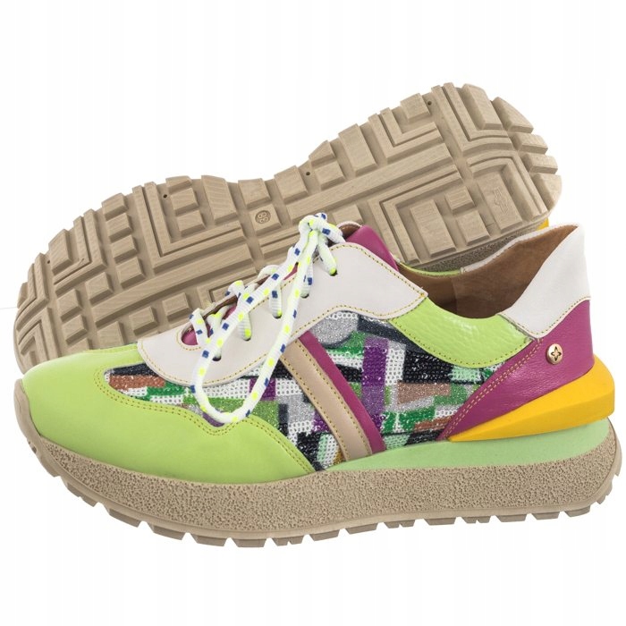 Dámské kožené tenisky Maciejka zelené růžové 06322-09