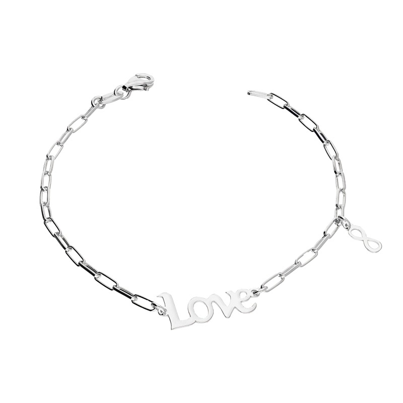 Stříbrný náramek 925 Love infinity s nápisem Love jako dárek 20 cm