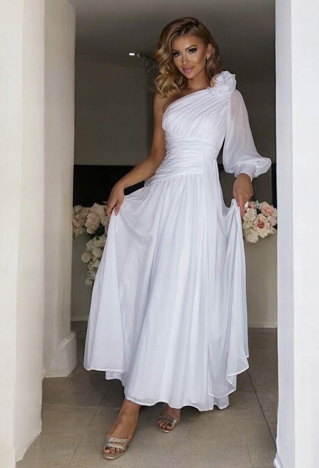 Šaty Na Svatební Hostinu Raisa Dlouhá Bílá 40 L