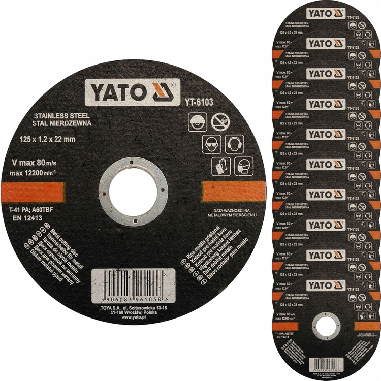 TARCZA DO CIĘCIA STALI NIERDZEWNEJ 125x1.2 -10 SZT