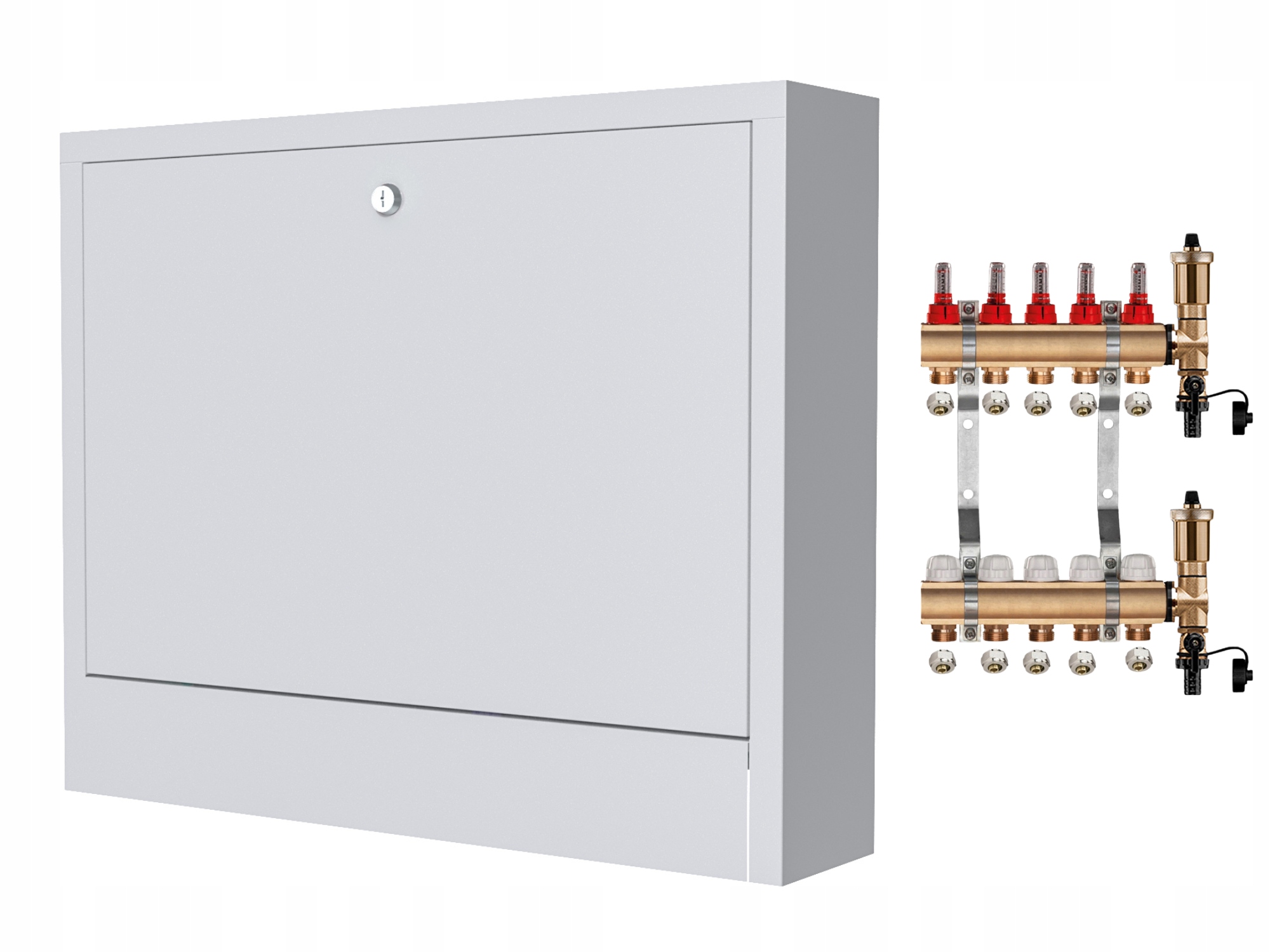 Mosazný Rozdělovač 5 Sekcí Spojky Nástěnná Skříňka