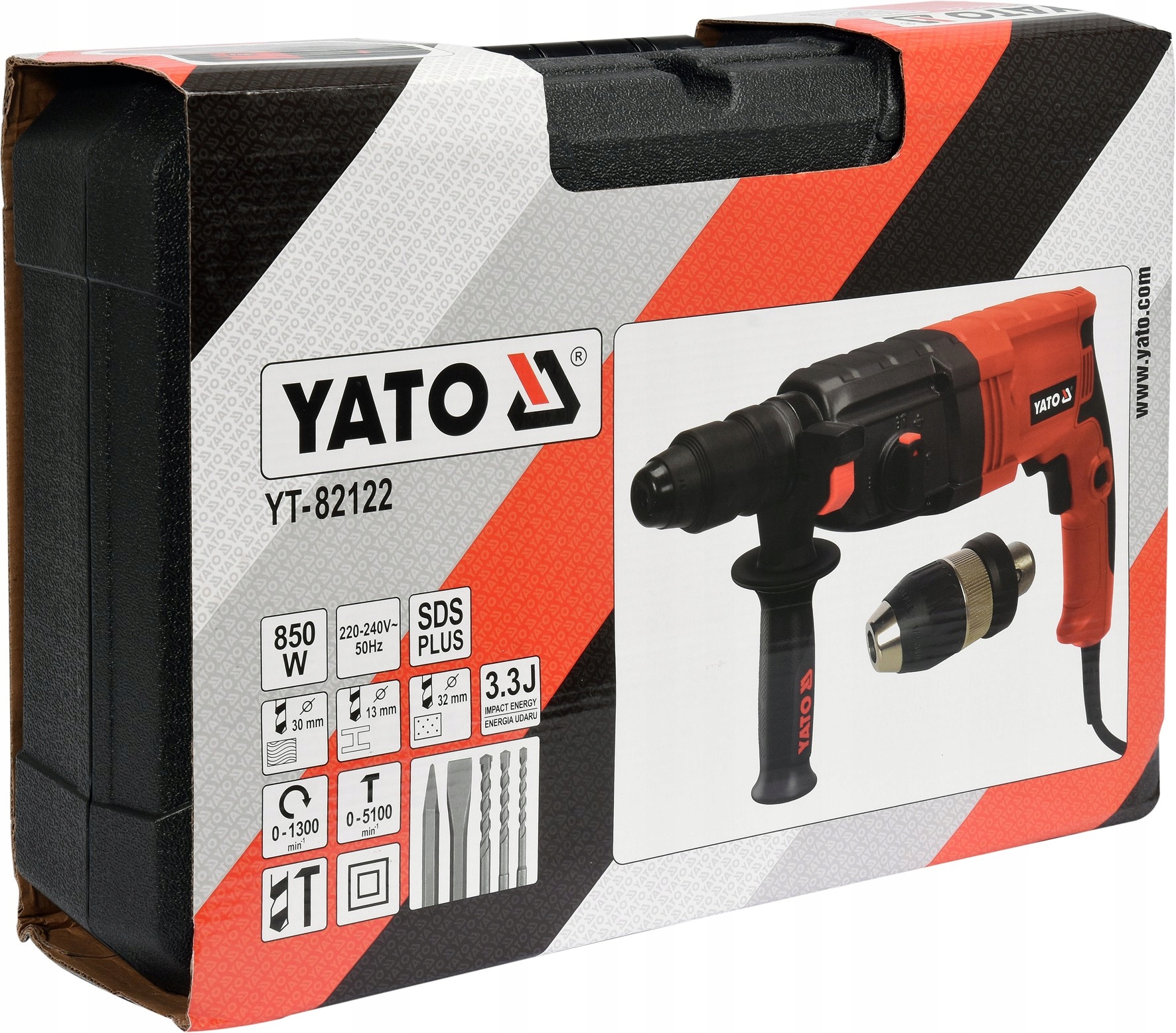 YATO MŁOTOWIERTARKA 850W WYMIENNA GŁOWICA YT-82122 Seria GRE