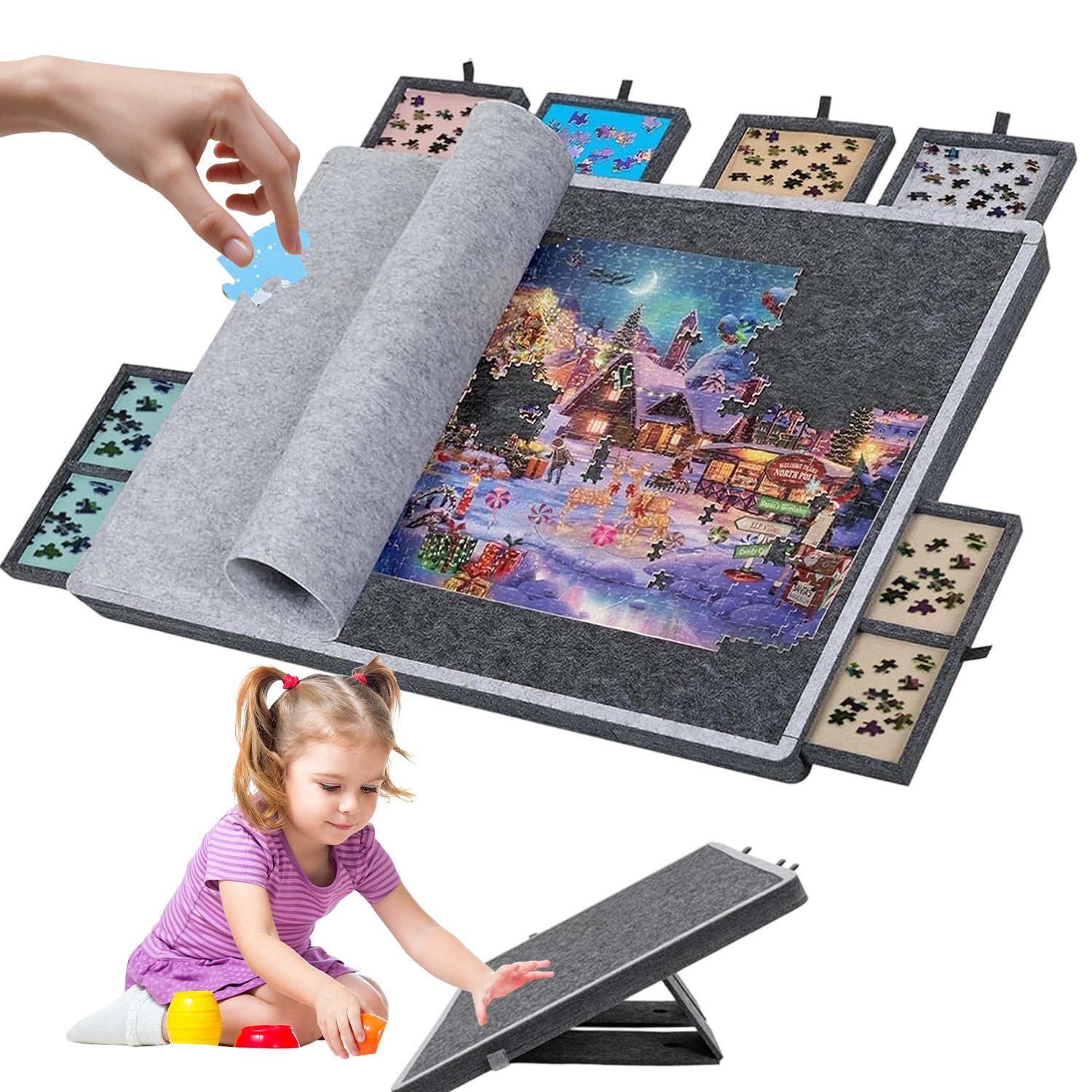 Tablica Do Układania Puzzli Dla 1000EL Przechylana Deska 6 Szuflady 80X60CM