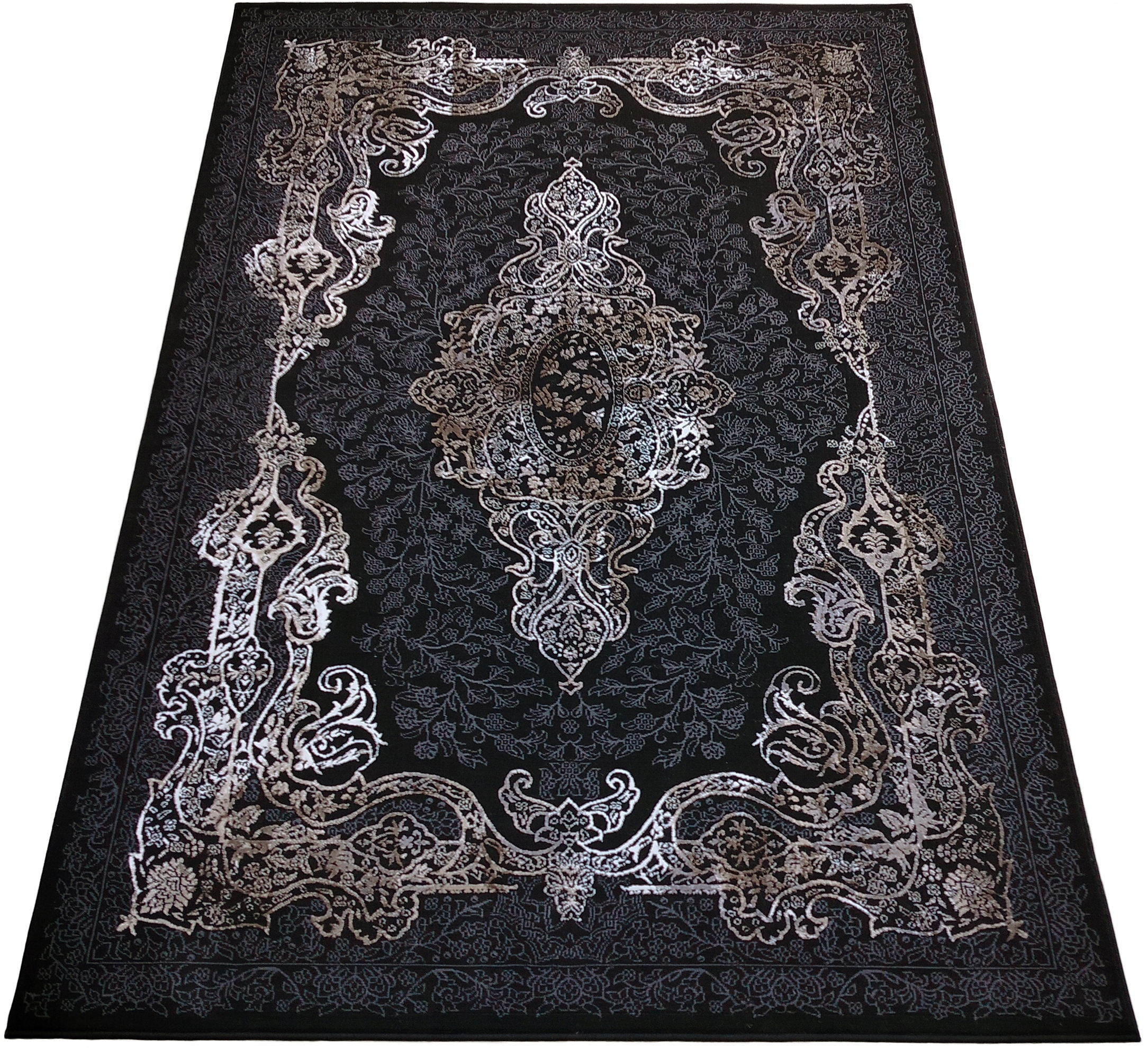 Piękny Dywan 160x220 Do Salonu Czarny Vintage