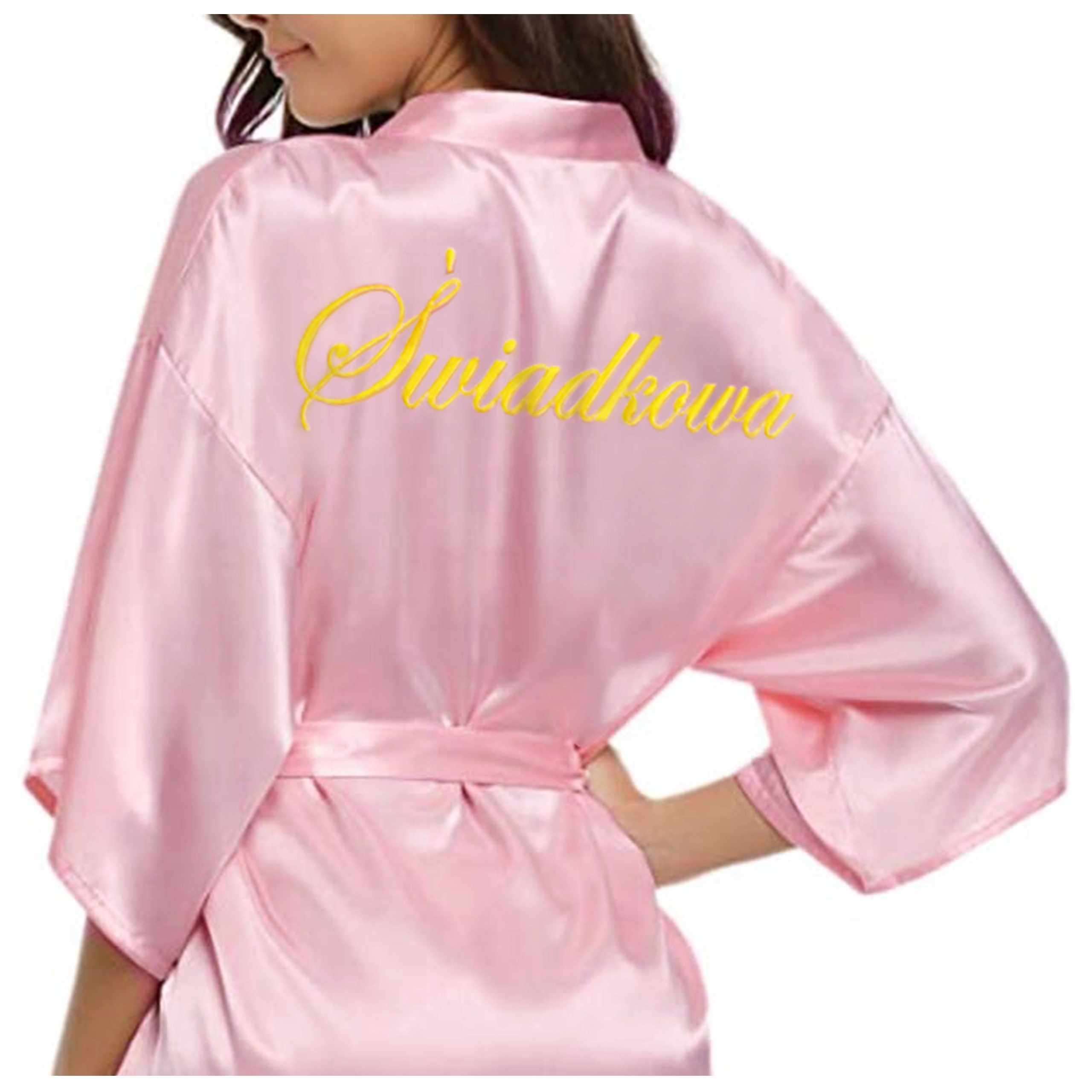 SZLAFROK ślubny satynowy panieński ŚWIADKOWA S