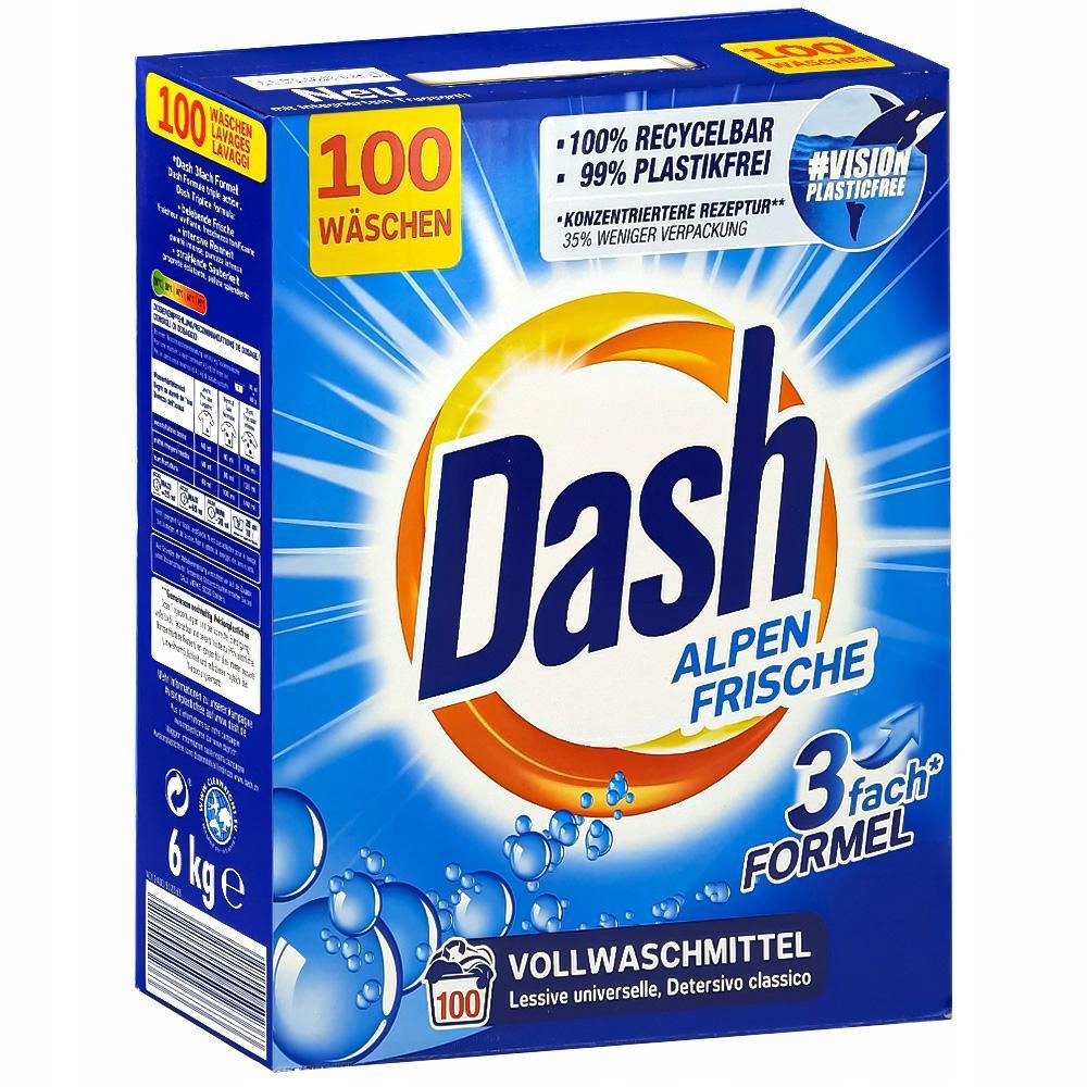 Levně Dash Alpen Freische 3v1 Prášek na univerzální praní 100 praní XXL 6 kg