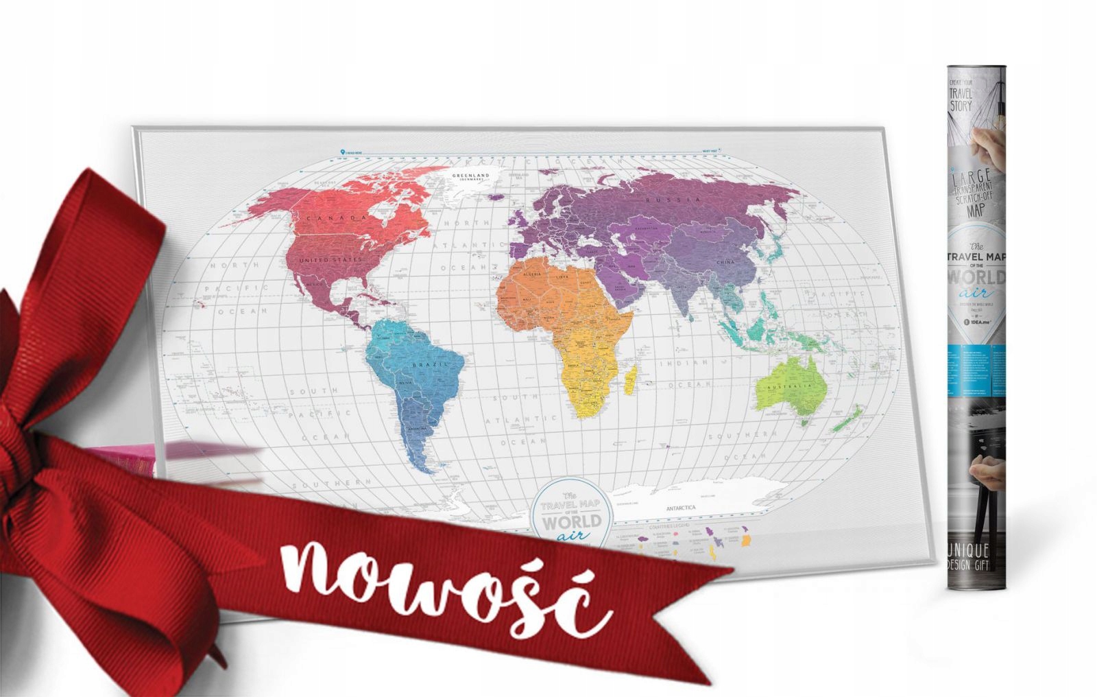 MAPA ZDRAPKA ŚWIAT. TRAVEL MAP AIR WORLD Stan opakowania oryginalne