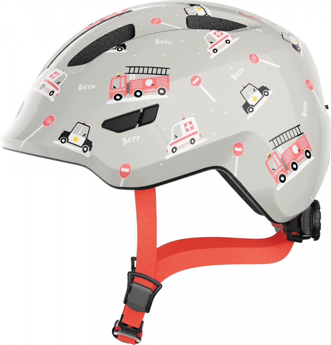 Dětská cyklistická přilba Abus Smiley 3.0 Grey Rescue 45-50 cm