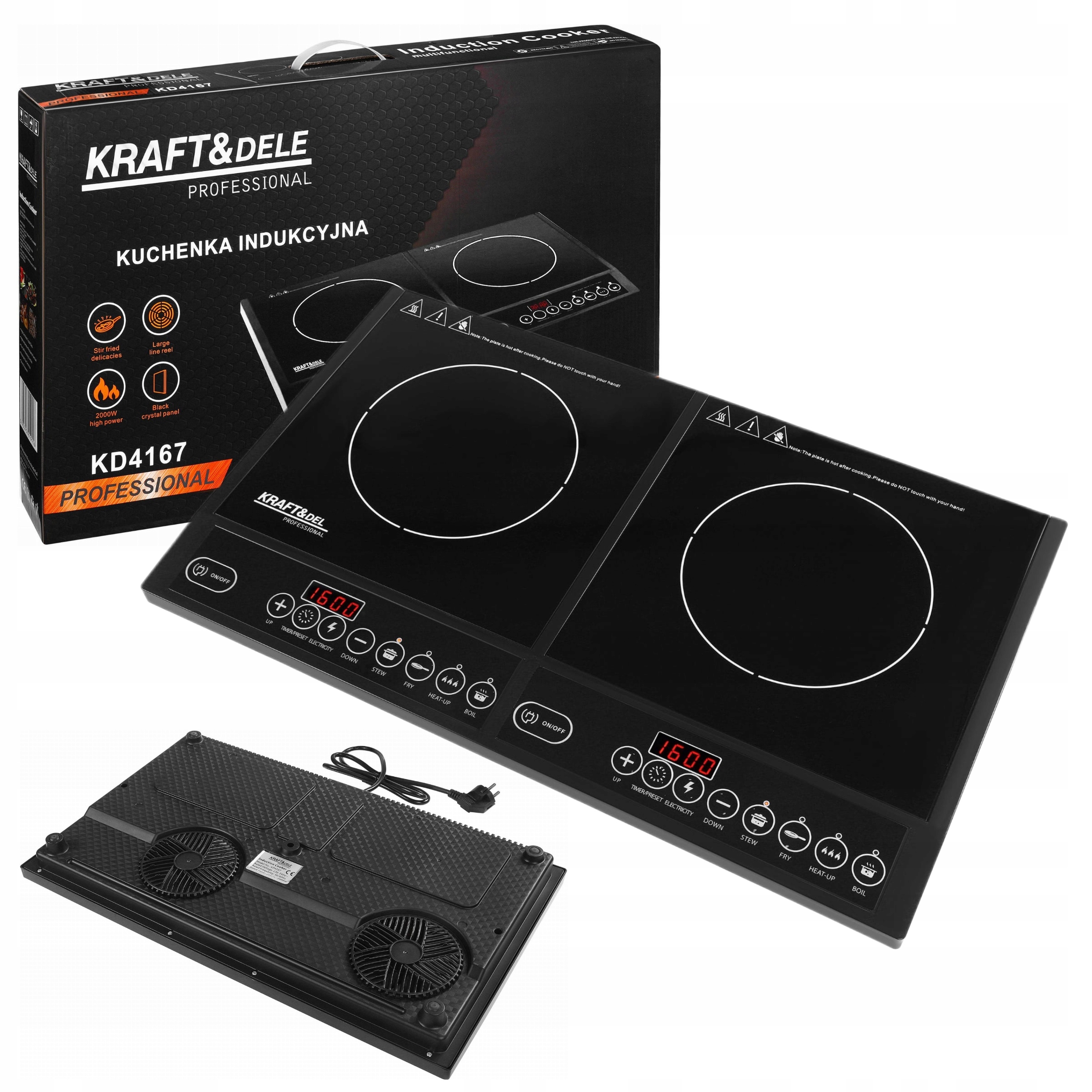 Indukční Sporák 2000W 2 Hořáky Regulace Provozních Režimů Kraft&dele KD4167