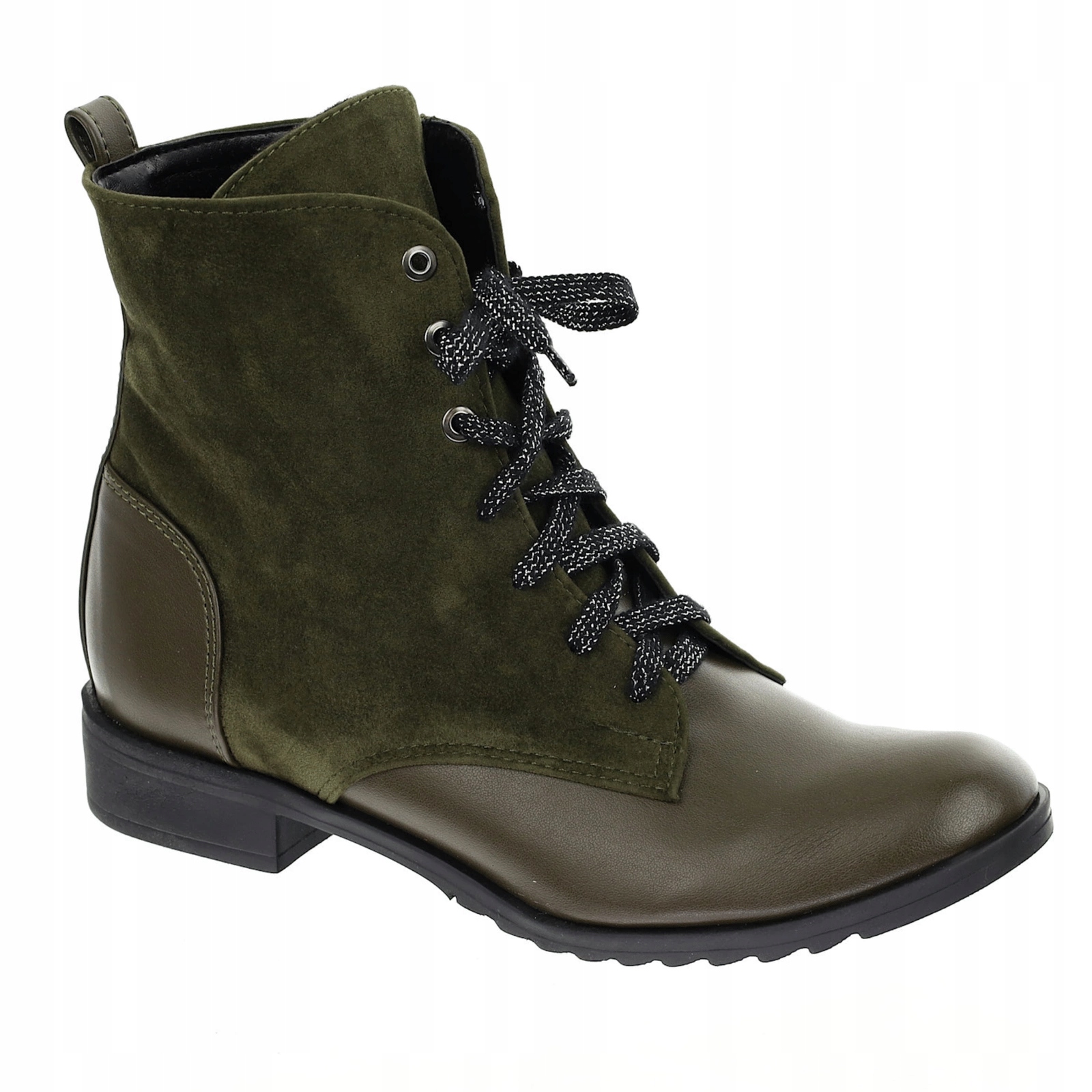 Zielone botki płaskie buty zimowe komfortowe skórzane POLSKIE ROZ. 36 Marka inna