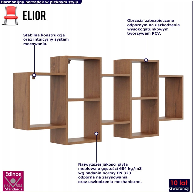 NOWOCZESNA PÓŁKA WISZĄCA DUŻY REGAŁ MODUŁOWY DO SALONU SYPIALNI BIURA Kod producenta PP858Q