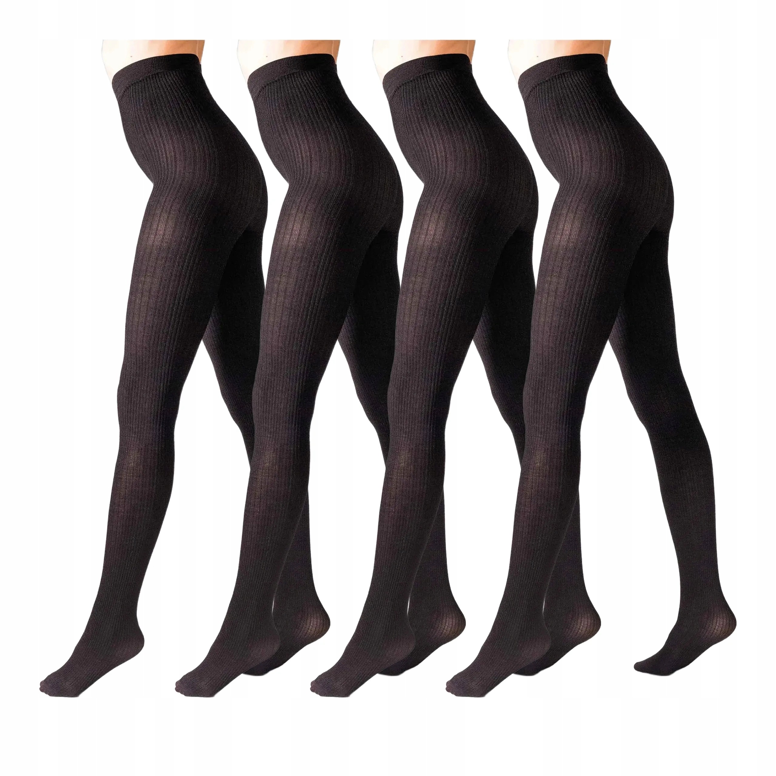 4 páry Punčocháče z merino vlny přírodní proužek L2010 Wool 4x Bronz 3-M