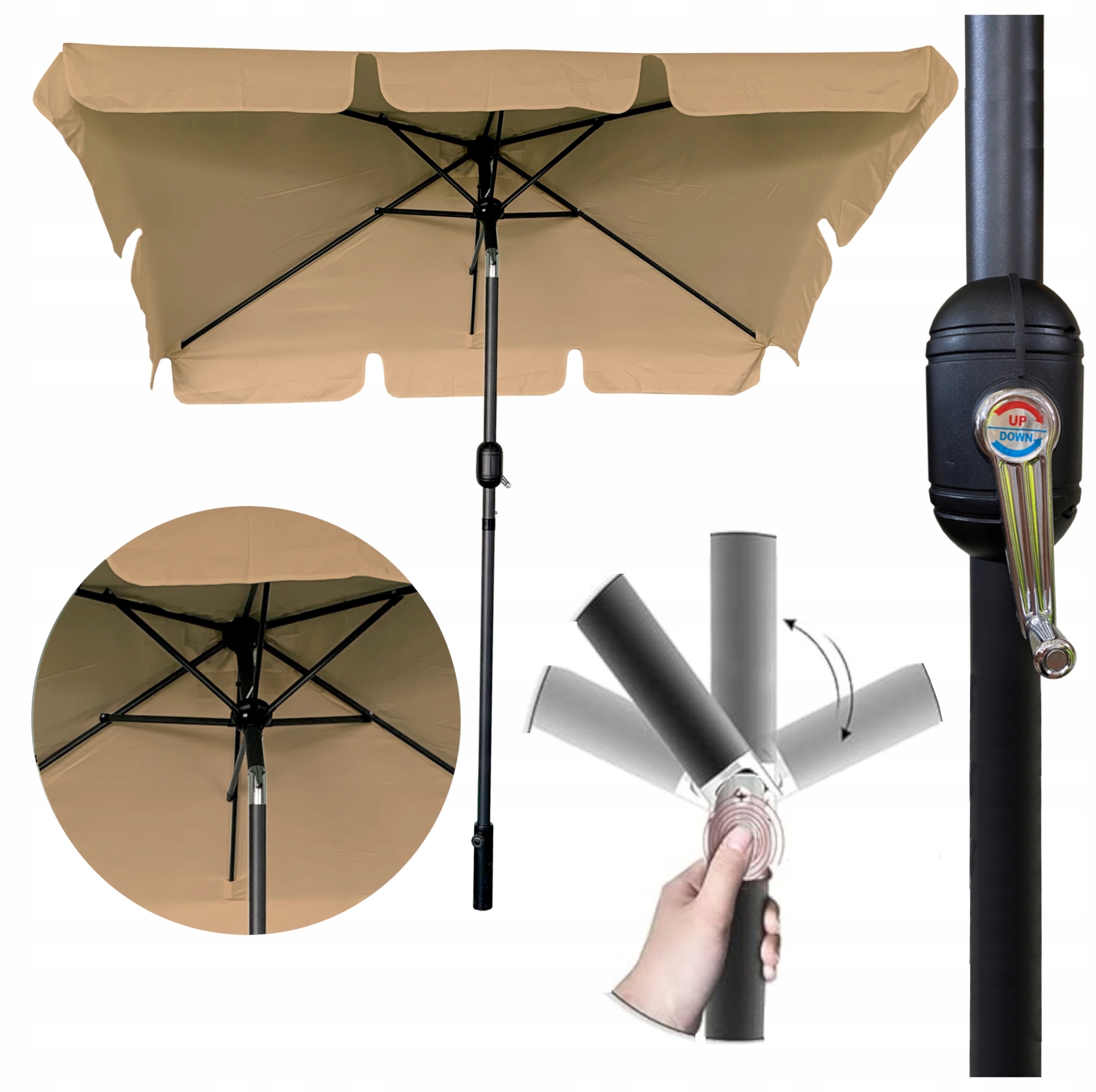 Parasol ogrodowy składany solidny z falbaną duży mocny 125x200 cm BALKONOWY