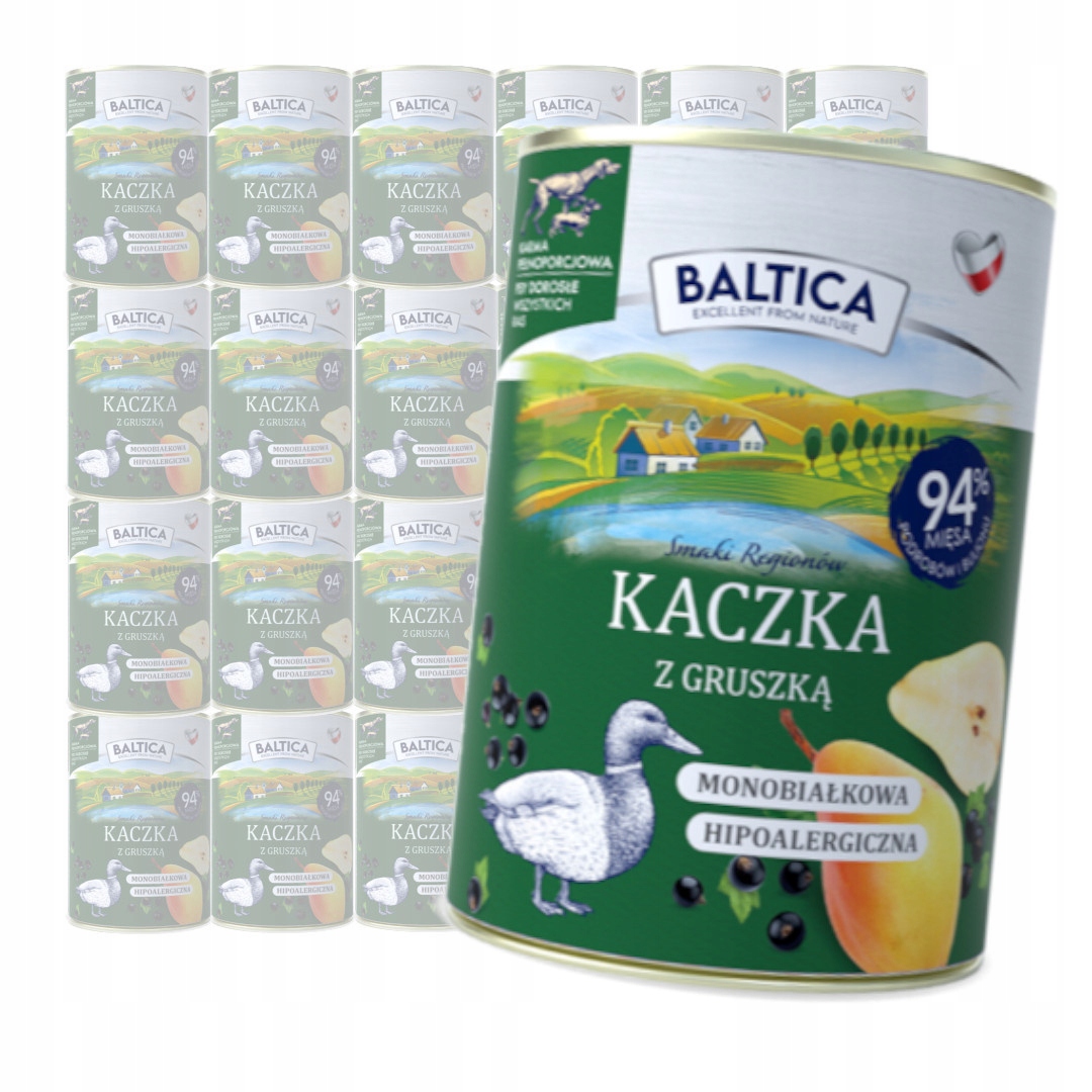 Levně Baltica Kachna s hruškou 24x400g Hypoalergenní Vlhké Krmivo pro psy
