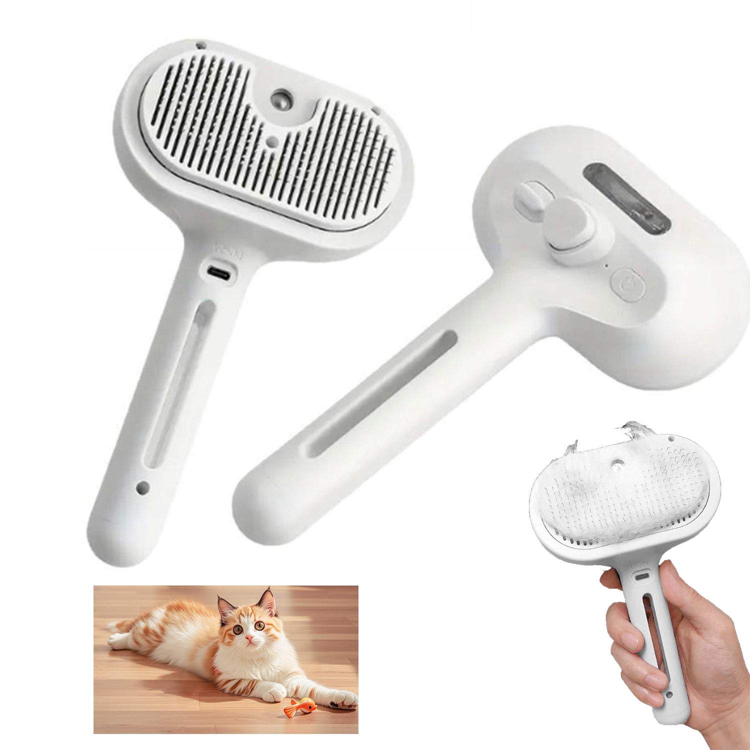 Levně Parní kartáč pro péči o srst koček a psů Elektrický kartáč na stříhání srsti Šetrný k pokožce