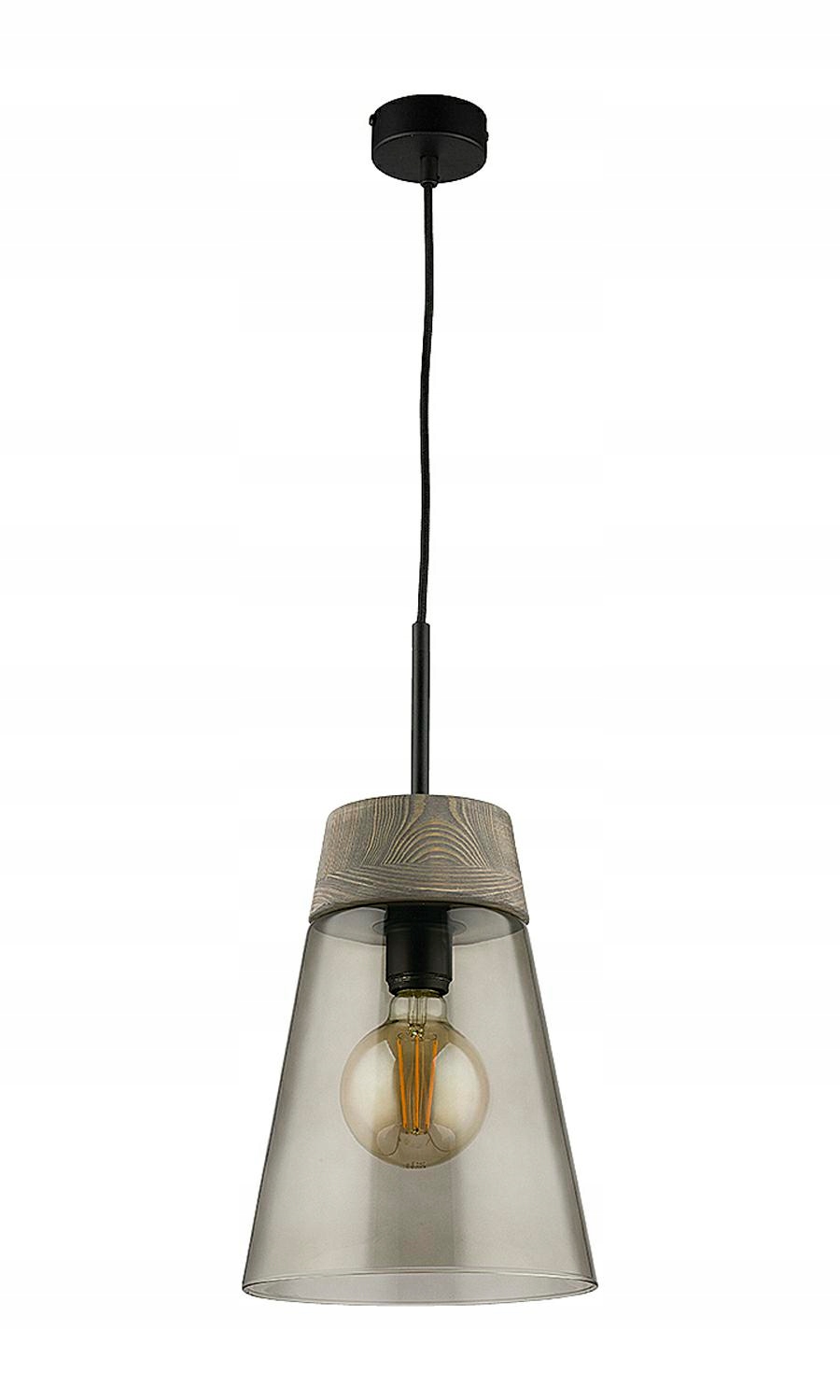 Závěsná lampa Domino I Černá Transparentní Skleněné Stínidlo 1xE27 23 cm Strop