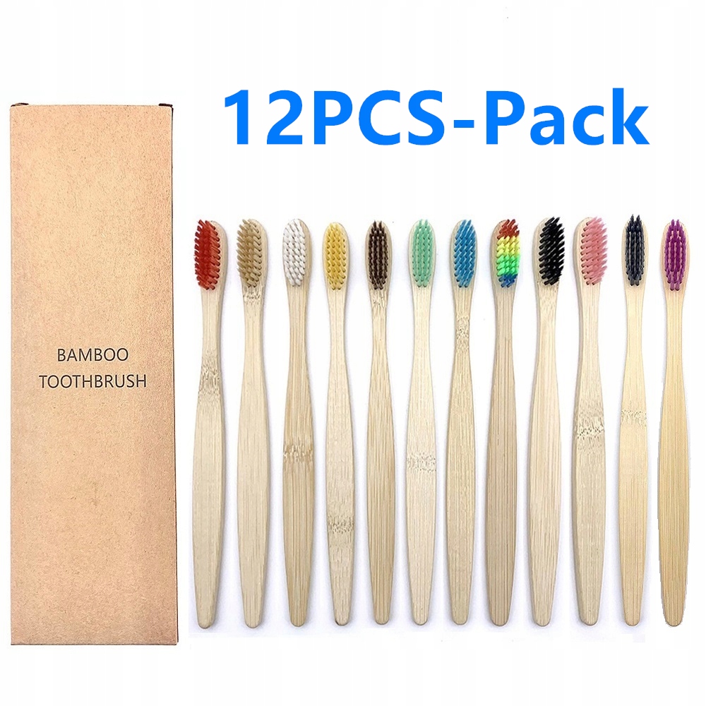 10/12PCS Colorful Toothbrush Natural Bamboo T Marka inna marka