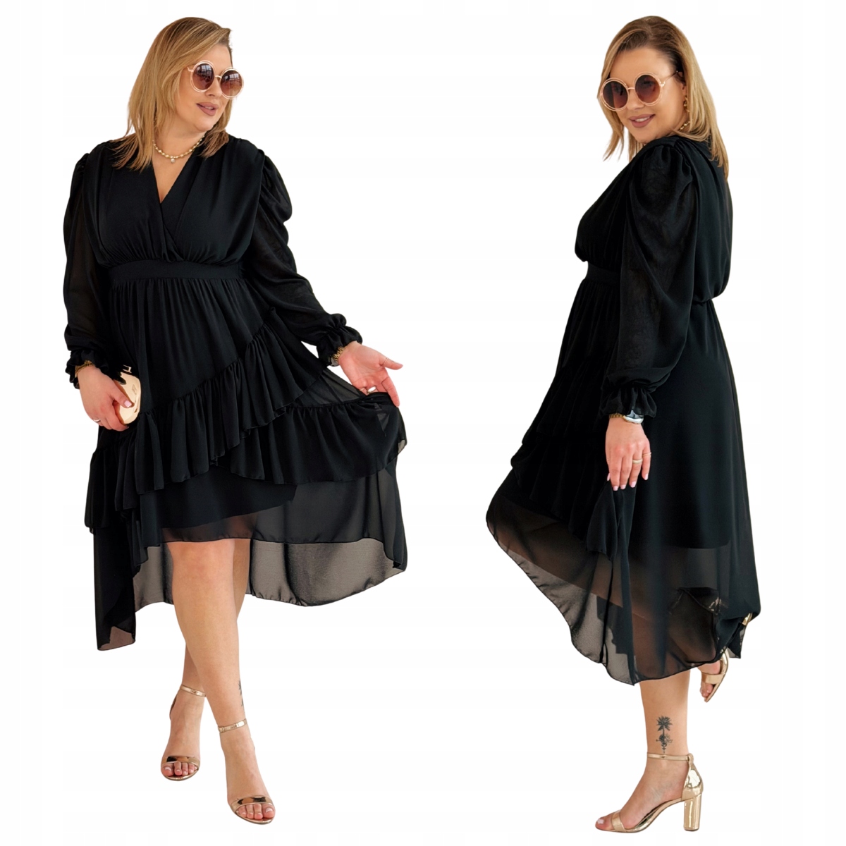 Šaty Velké velikosti Plus Size Dámská Midi Cavaricci Elegantní Černá