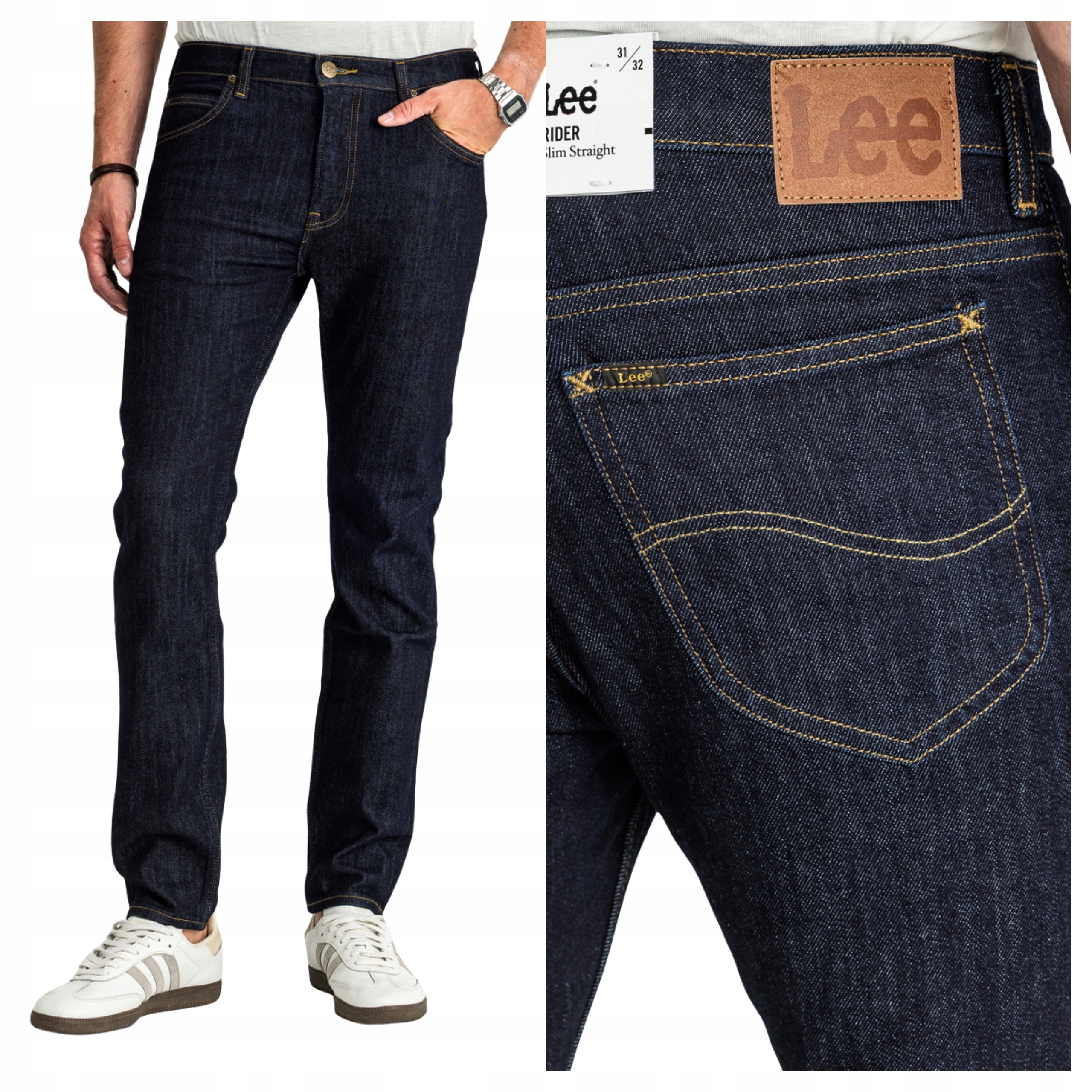 Pánské bavlněné džínové kalhoty Lee Rider Rinse Classic Denim W31 L32