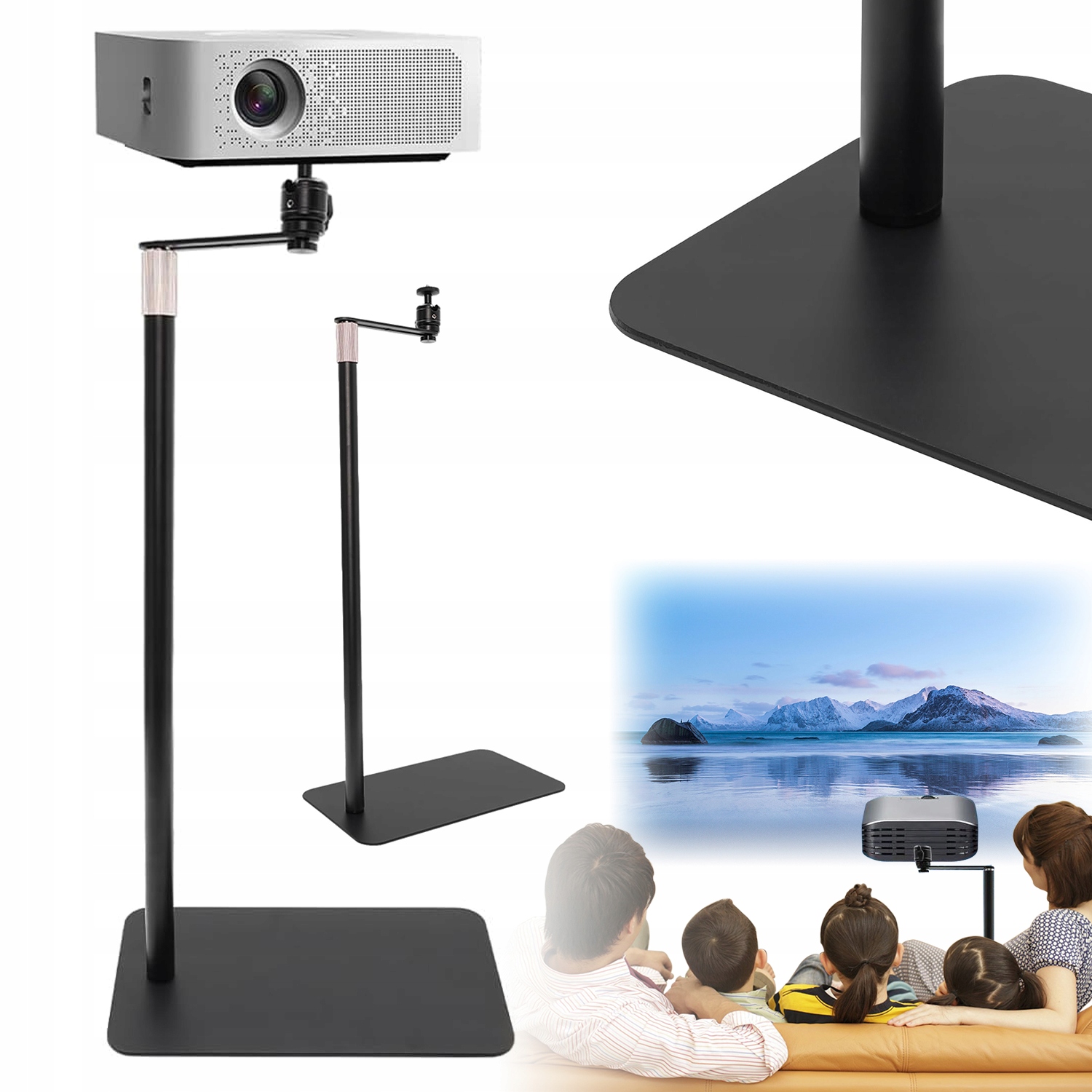Stojan Pro Projektor 60-120 cm Držák Stativ 360° Otočný Nastavitelný