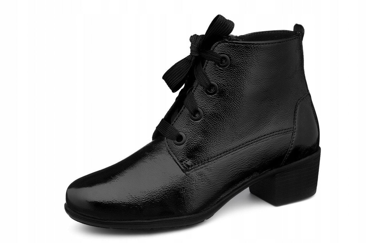 Solidus czarne lakierowane buty botki damskie szeroka stopa 6
