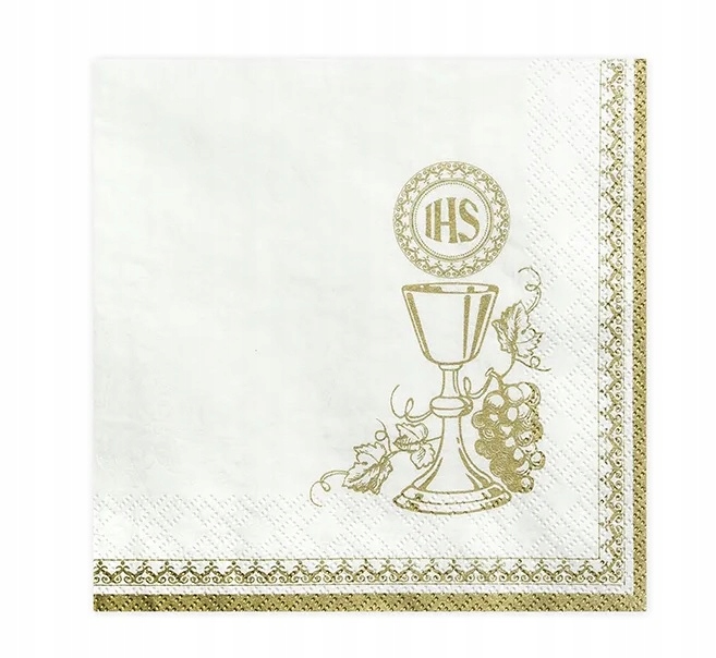 SERWETKI KOMUNIJNE NA KOMUNIĘ KOMUNIA 20 szt złote