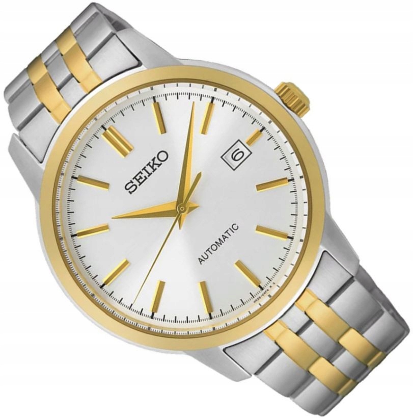 Klasyczny Zegarek Męski Seiko SRPH92K1 Automatyczny Srebrno-złoty Z Datą