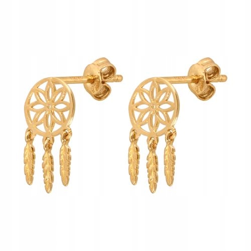 Dámské zlaté náušnice lapač snů 585 8,4 mm 0,95 g na puzetce bez kamene