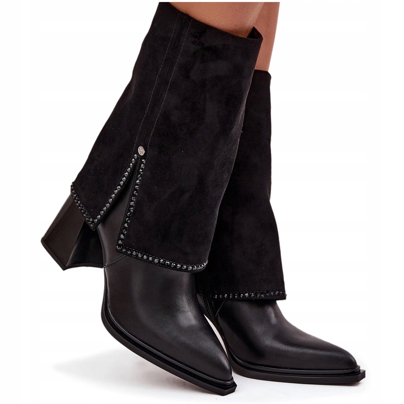 Dámské Kotníkové Boty , vysoké, s ohrnutým Svršek , Maciejka K7206-01, černé 40