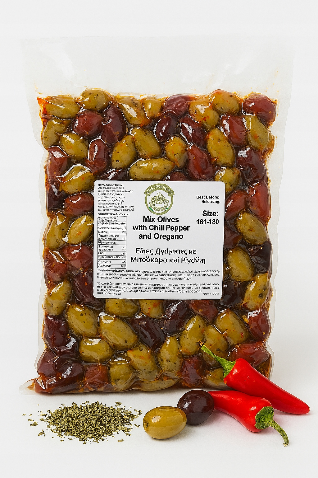 Řecké olivy Mix s chilli a oregánem 2,5 kg