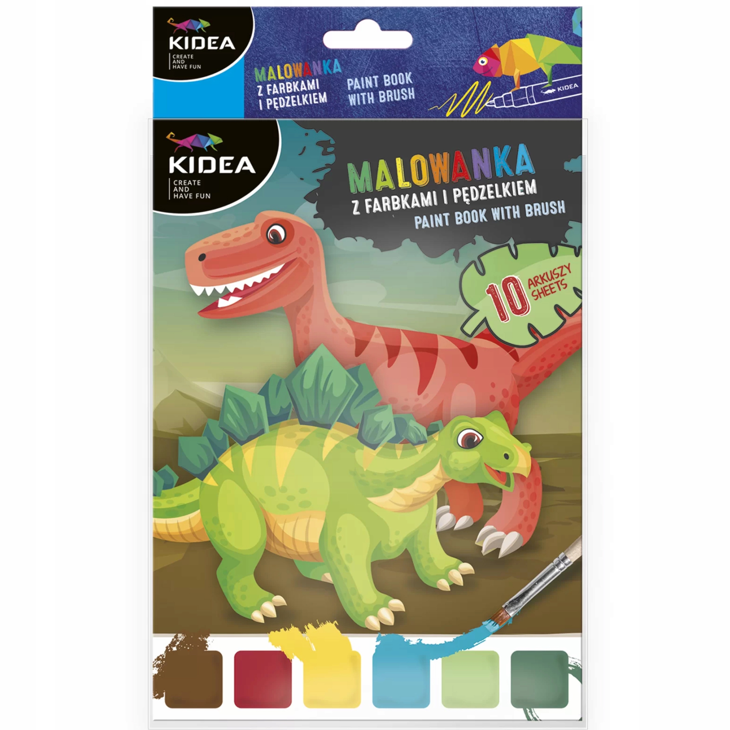 

Kidea Malowanka Z Farbkami I Pędzelkiem Dinozaury