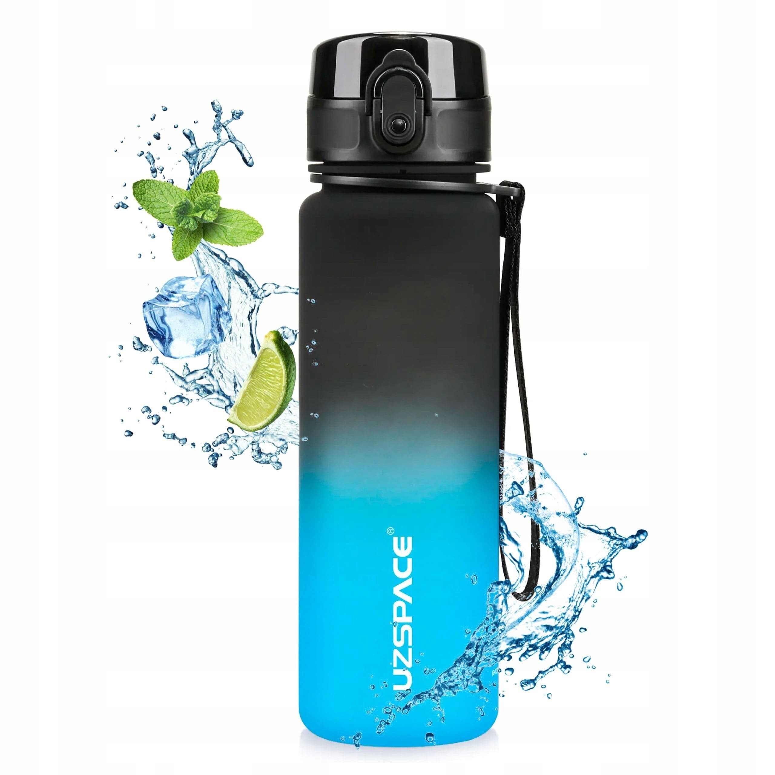 Sportowa Butelka Na Wodę Bidon Na Siłownię Tritan Bpa Free czarno-niebieski